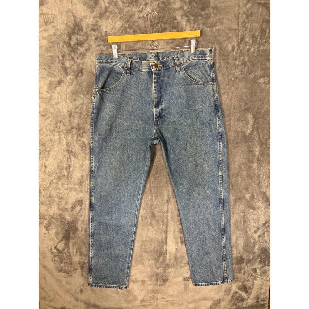 Rustler Five Star Premium Denim Jeans Mens 38x32 Blue Straight Leg Regular Fit
